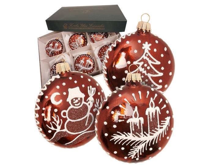 Weihnachtsbaumkugel KREBS GLAS LAUSCHA Baumschmuck Lebkuchen-Taler braun 8cm , braun, B:8cm H:8cm T:3cm Ø:8cm, Glas, Weihnachtsbaumkugeln, Weihnachtsbaumkugel, Dekoriert mit Liebe zum Detail