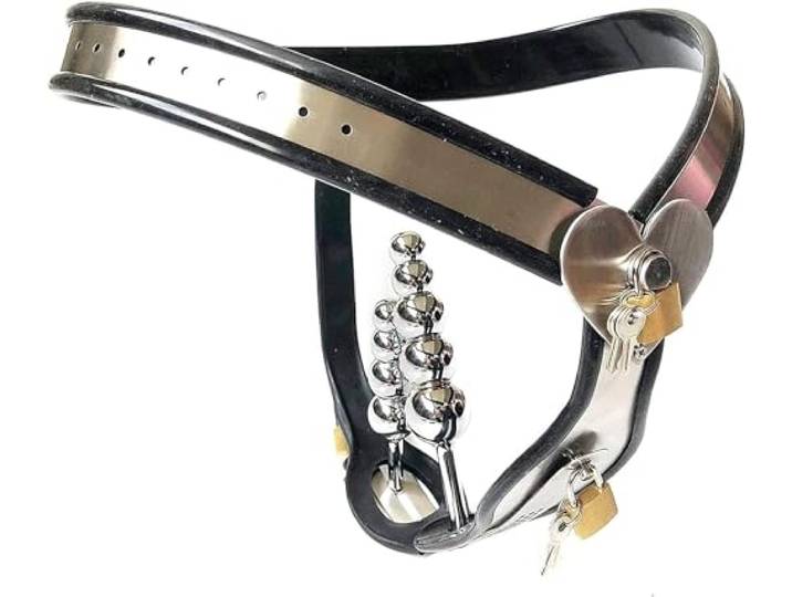Edelstahl Keuschheitsgürtel Frau mit 2 Vaginal Plug und Butt Plug SM Fesseln Unterwäsche Keuschheit Hosen Unsichtbare Chastity Belt Damen Privacy Spiel Sex Spielzeug für Frauen(D,Taille90~100cm)