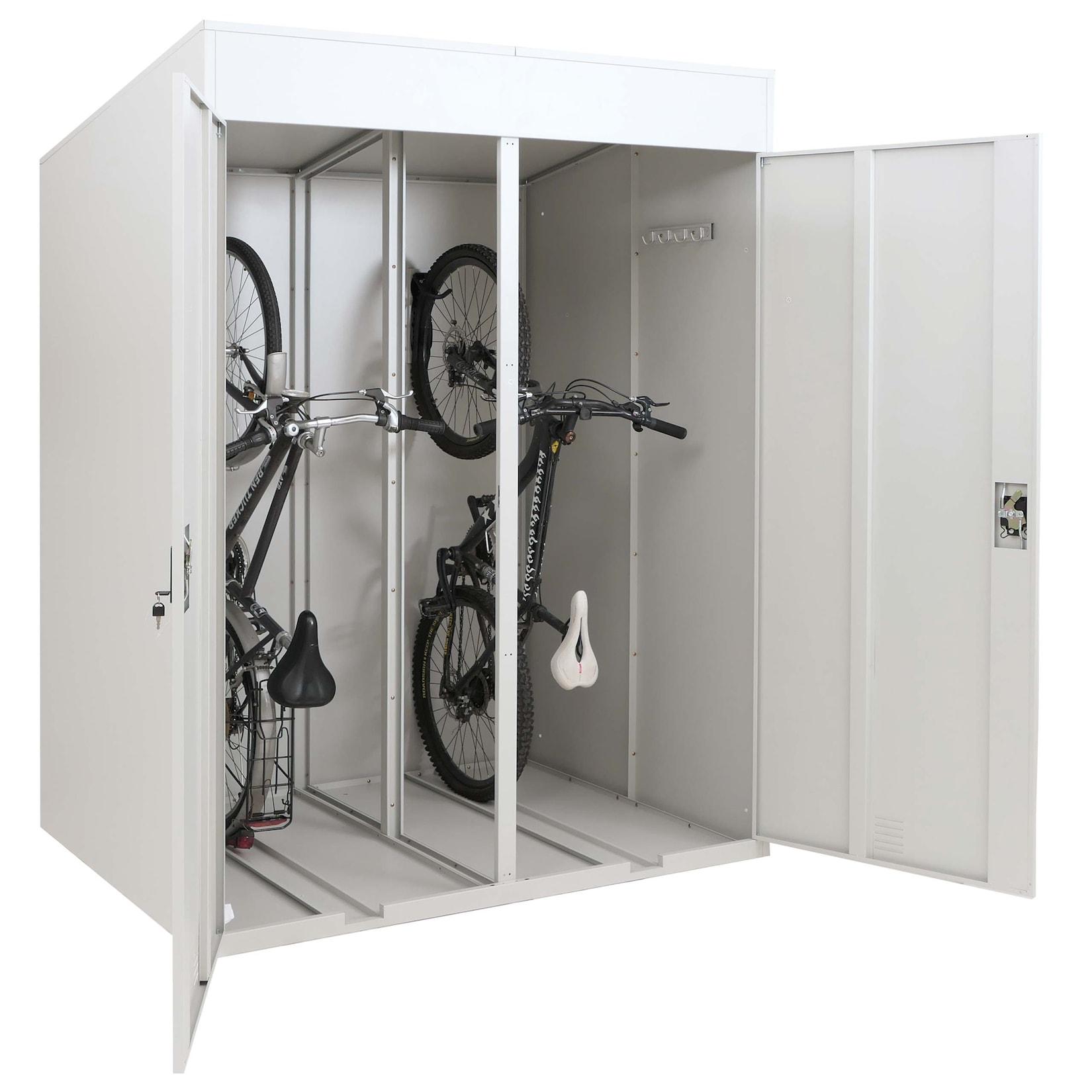 2er-Fahrradgarage MCW-H66b, Fahrradbox Fahrradunterstand abschließbar Metall 213x158x125cm ~ hellgrau