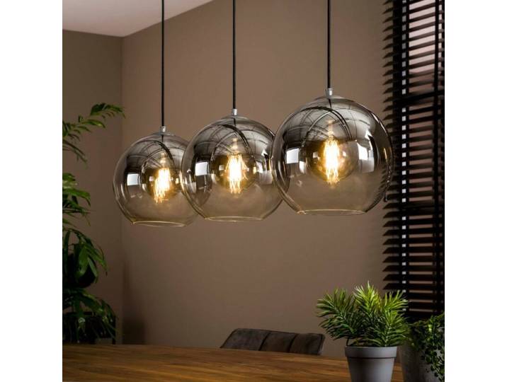 Liadomo Pendelleuchte Boise, 3-flammig, Rauchglas mit Farbverlau