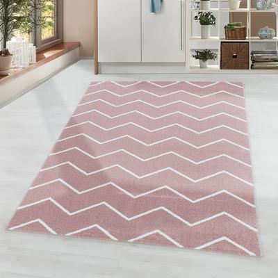 Teppich AYYILDIZ TEPPICHE "RIO 4602", rosa (rosé), B:140cm H:8mm L:200cm, Polypropylen (PP), Teppiche, Teppich, Pflegeleicht / Strapazierfähig / Trend Colors/ Wohnzimmer
