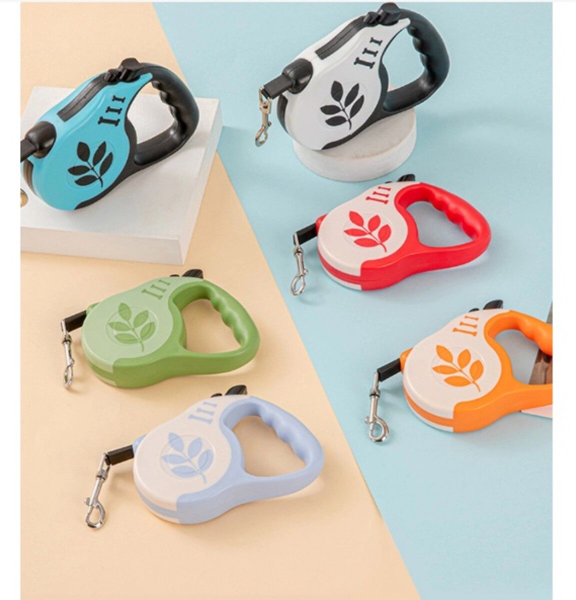 INF 5m zurückziehbare Leine - Einhand ABS+Nylon Outdoor-Leine für kleine und mittelgroße Hunde und Katzen, ergonomischer Griff Dunkelblau