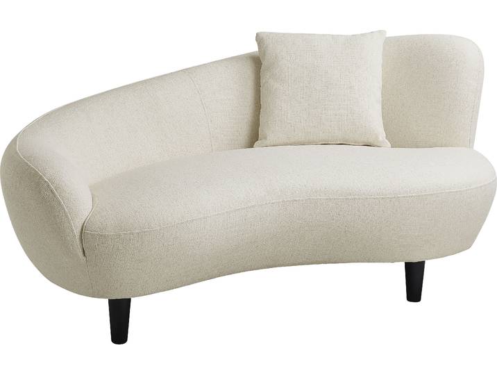 Chaiselongue GOODPRODUCT Olivia , beige (creme), B:154cm H:76cm T:90cm, 100% PP, Sofas, Chaiselongue, Nierenform-Sofa mit Zierkissen im Originalbezug