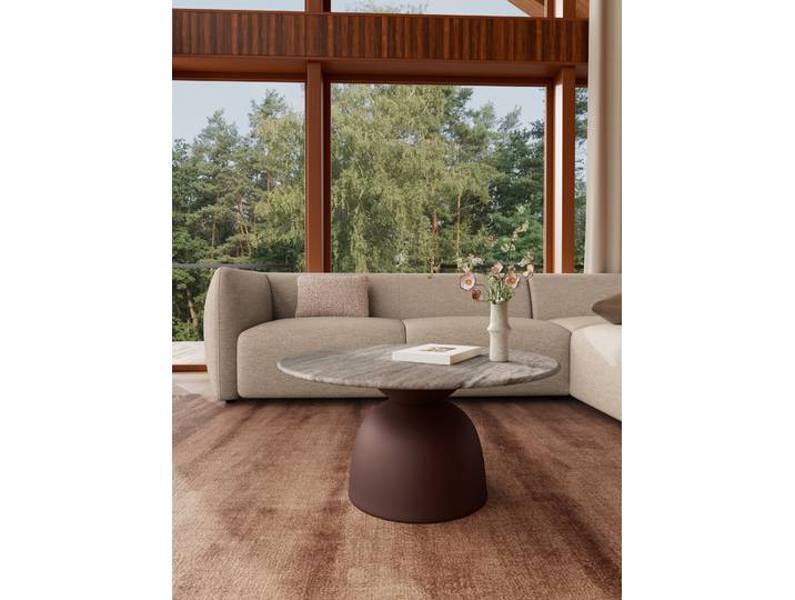 Couchtisch Torinn Ø 80cm Braun/Marmor Greige