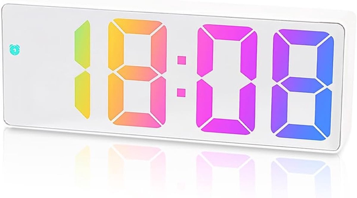 Digitale LED Wekkerradio met Dimbare Grote Cijfers en Snooze-functie - Wit