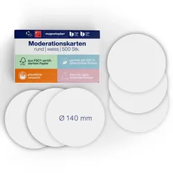 Magnetoplan Moderationskarten Weiß rund 140mm 500St