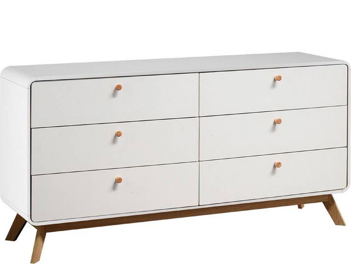 loft24 Kommode Caitlin, Sideboard, Schubladenschrank, 6 Schubladen, Skandinavisches Design