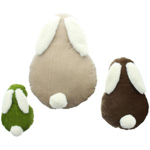 Frank-Flechtwaren Osterdeko 622026 Dekohase Flauschig, Hasenkissen aus Polyester, 21, 31 & 41 cm, 3 Stück