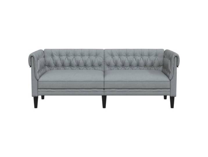 Canapé Chesterfield 3 places gris clair tissu
