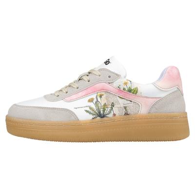 Sneaker DOGO "Monet Low-Top Sneaker Botanical Notes Damen Sneaker", Damen, Gr. 36, Normalschaft, bunt (weiß), Lederimitat, Schuhe Sneaker, Handgefertigt