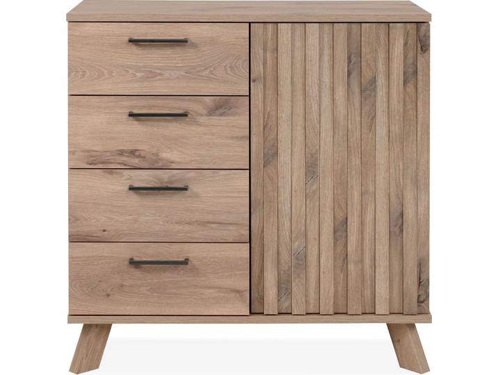 CALICOSY - Buffet 4 Tiroirs 1 PorteReproduction Chêne L85 cm - OPOLE