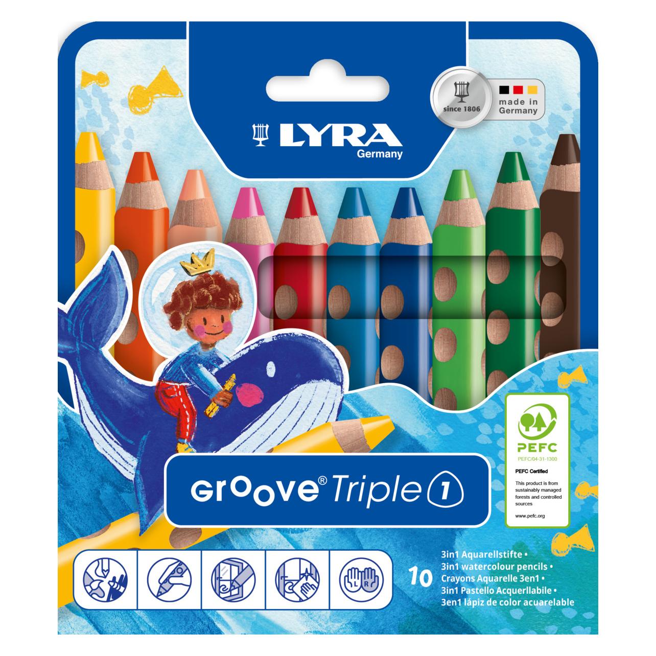 Lyra Farbstiftetui 10ST Groove sortiert (L3831100)