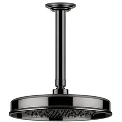 Gessi Venti20 Antikalk-Kopfbrause, D229mm, mit Gelenk und Deckenarm Sondermaß angeben 110-1900mm, Deckenmontage, 65150706, Farbe: Metall Schwarz PVD