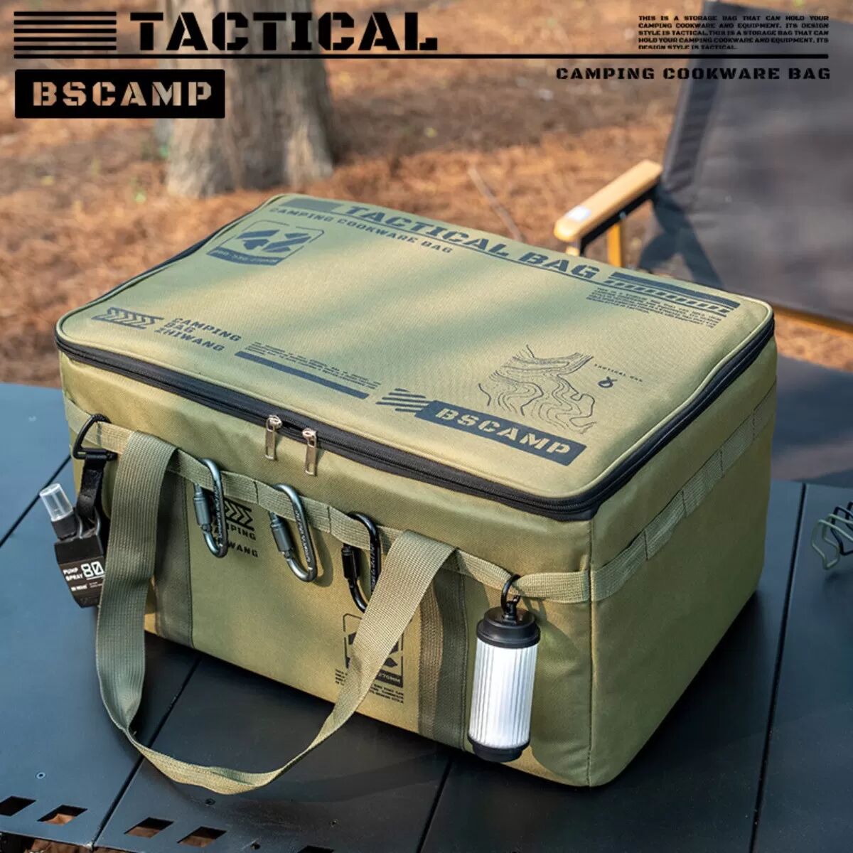 INF Großer 30L Tactical Storage Bag - Würfelförmiger Camping-Kochgeschirr- und Gaskartuschen-Organizer mit MOLLE, Grün
