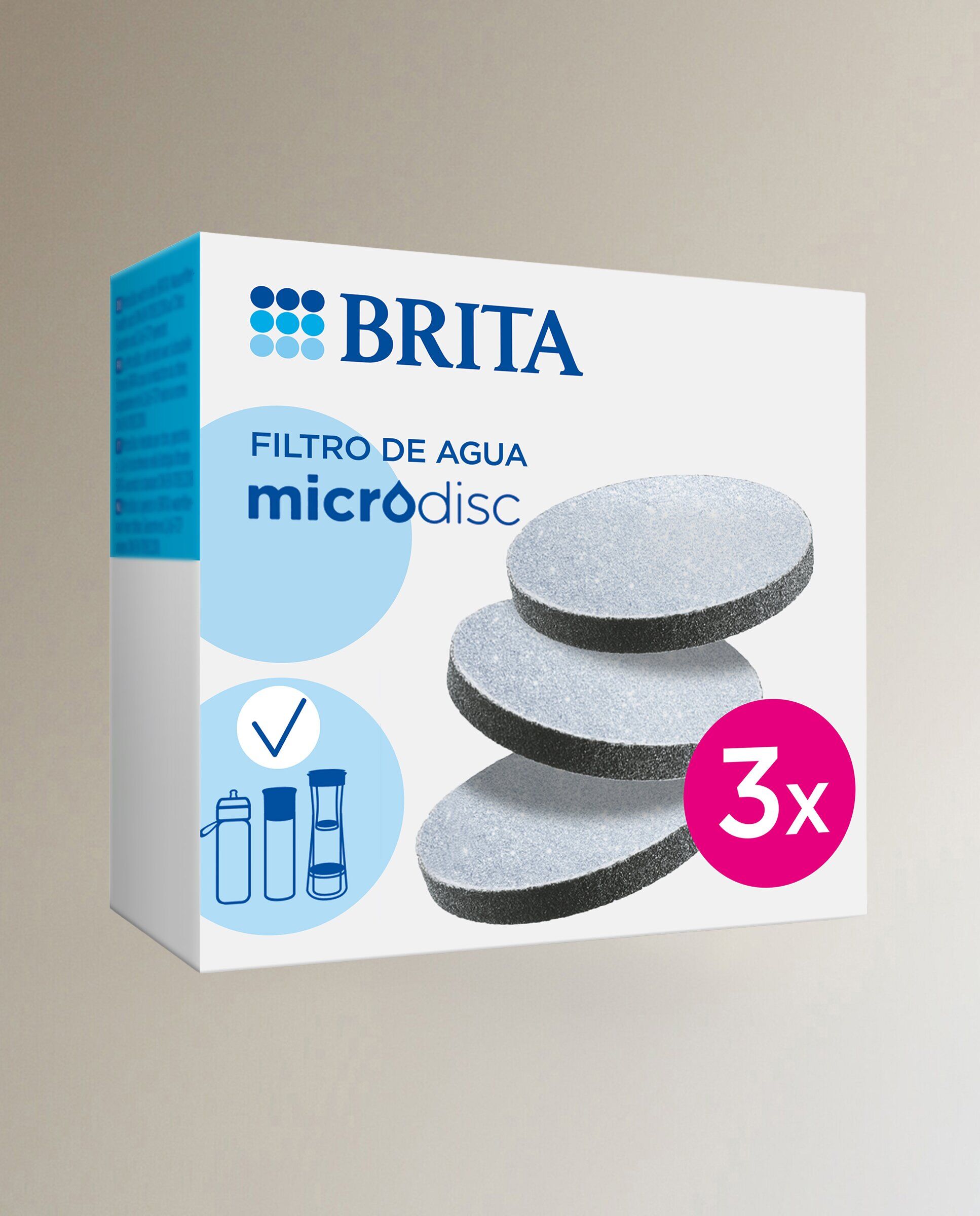 Brita Pack de 3 filtros para botella filtrante Microdisc . Blanco