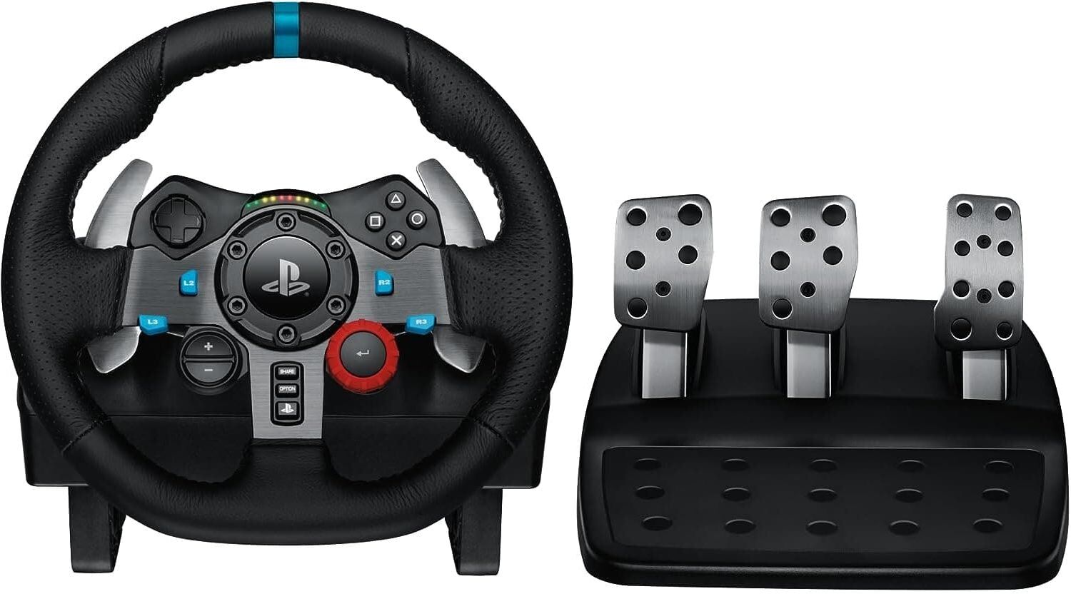 Logitech G29 Driving Force Racing Wheel & Pedals - Real Force Feedback, Paddle Shifters, Leather Cover - PS5, PS4, PC, Mac Compatible - Black, Used - Good