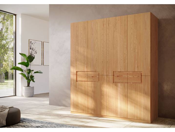Kleiderschrank HOME AFFAIRE Léopoldine aus Kernbuche, erhältlich in verschiedenen Breiten , transparent (braun), B:202cm H:223cm T:62cm, Massivholz, Schränke, Kleiderschrank, Massivholz-Kleiderschrank, im 50 cm Raster planbar