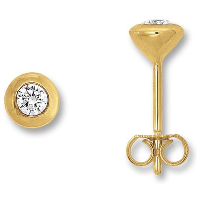 Paar Ohrstecker ONE ELEMENT "Zirkonia Zarge Ohrringe Ohrstecker aus 333 Gelbgold", gold, Ohrringe, Damen, Damen, Gelbgold 333 Gold, Gelbgold 333, Gold, Zeitlos elegant – mit Liebe zum Detail gefertigt