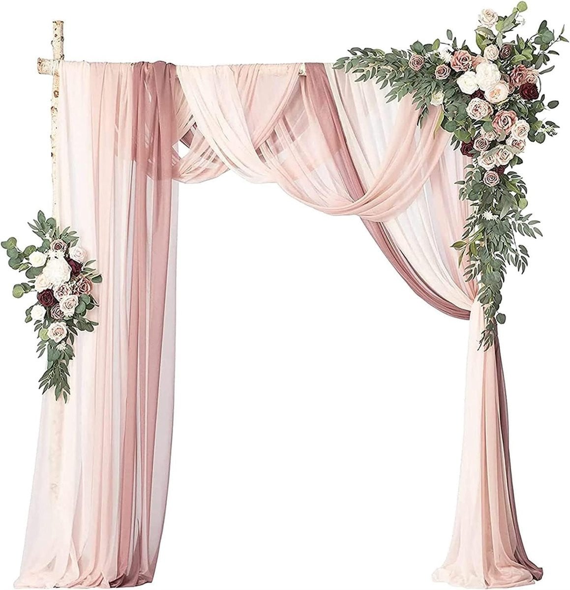 Set van 5 roze kunstmatige bloemenslingers voor bruiloftdecoratie