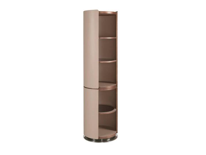 Angel Cerda Regal Regal aus Nussbaumholz und Kunstleder in Nerzfarbe 49/49/185 cm, Braun, Metall, Echtholz,Nussbaum, Essen/Getränk, Rundform,Zylindrisch,Zylindrisch, 49x185x49 cm, Wohnzimmer, Regale, Bücherregale