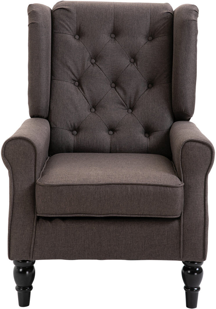Three Posts Afton Upholstered Wingback Chair Brown 102cm H X 74cm W X 86cm D