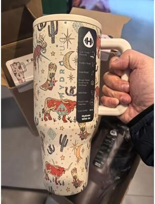 Uplifted Goods Insulated Stainless Steel Travel Tumbler With Straw Lid cowboy 32oz