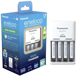 Panasonic eneloop Basic Charger BQ-CC51 (4 Stk., AAA, Ladegerät inkl. Akku), Akku Ladegerät