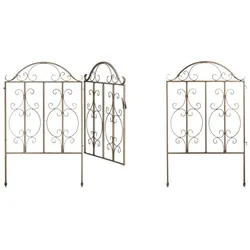 Relaxdays 3-teiliges Gartentor bronze Dunkelbraun