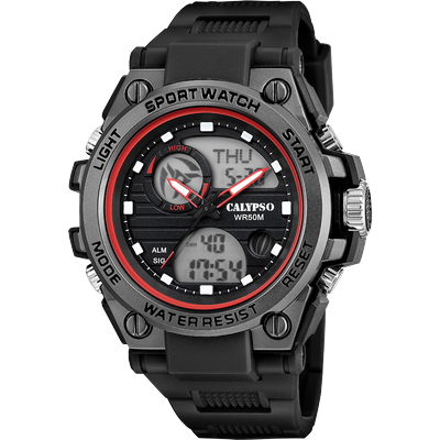 Chronograph CALYPSO WATCHES "Street Style", schwarz, Armbanduhren, Herren, Chronograph, Quarzuhr, Armbanduhr, Herrenuhr, analog, digital, Tag, Wochentag
