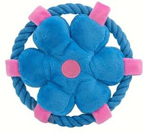 Market Central Soft Rope Loop Squeaky Dog Chew Toy Durable Interactive Puppy Play Toy blue