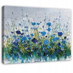 LEINWANDBILD Blumen Aquarell Blau 120x80 cm