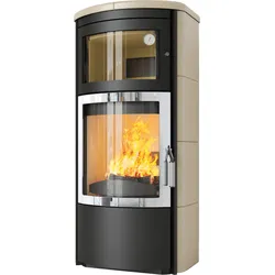 Kaminofen Hark Roma GT ECOplus 7 kW - Ofenkacheln: creme - Korpus: graphit/verchromt