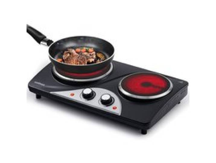 Plaque De Cuisson Électrique Double 2100W Avec Chaleur Infrarouge Idéale Pour La Cuisine Le Jardin Et Le Camping Plaque D[PE597]