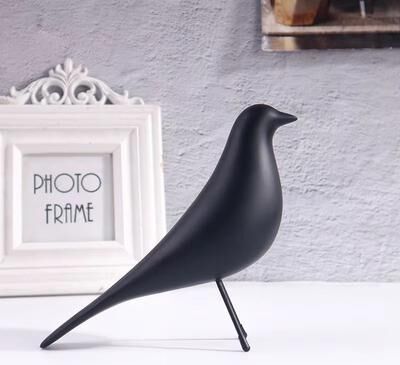 Inspired Finds Nordic Minimalist Bird Sculpture Resin Ornament For Modern Home Decor : Midnight Black (glossy satin