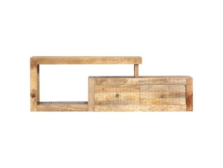 GKHPYURE TV-Schrank 120 x 30 x 40 cm Mango Massivholz 2 Schubladen, 1 offenes Fach, polierte lackierte Oberfläche, fertig montiert, einzigartige Maserung