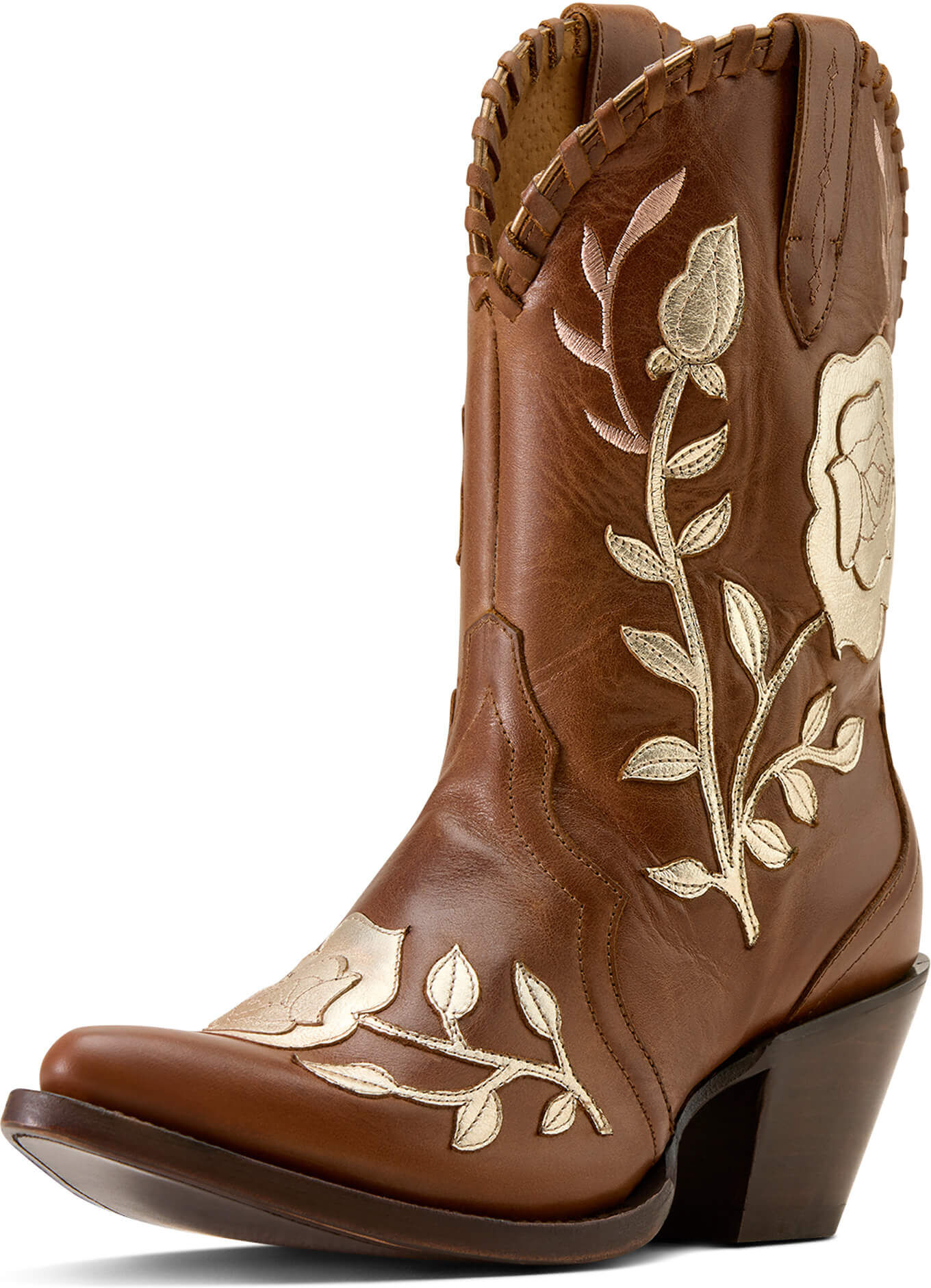 Women's Arrosa J Toe Cowgirl Boots in Tan Dusk Gold Shine, Size: 6.5 B / Medium by Ariat