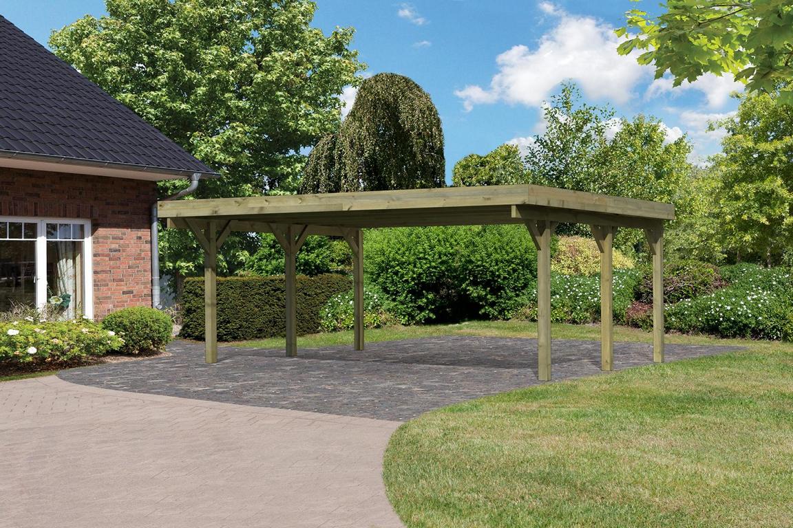 KARIBUHOLZT Carport doppelt Classic 1 A PVC Dach,kdi 590x482x234 08427250