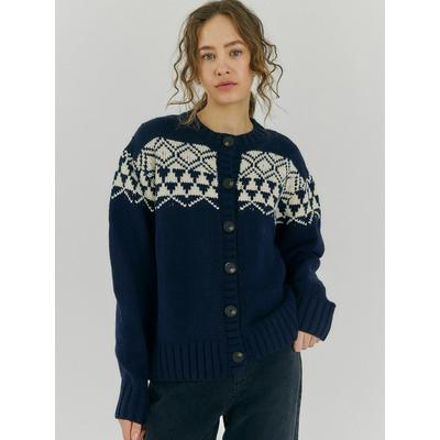 Strickpullover NORR "NORR Sweater Feir", Damen, Gr. 34, blau (navy), Obermaterial: 60% Baumwolle, 40% Polyacryl / Acryl, Pullover Strickpullover