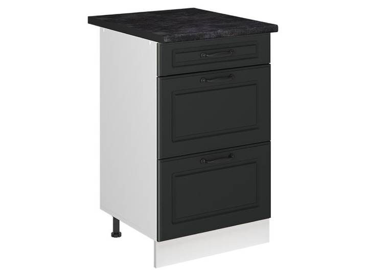 Küchenunterschrank Vicco R-Line Anthrazit Landhaus/Weiß 50 cm Arbeitsplatte Anthrazit, Model 69715