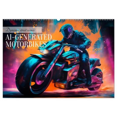 DYNAMIC STREET SCENES AI-generated motorbikes (Wall Calendar 2026 DIN A2 landscape), CALVENDO 12 Month Wall Calendar
