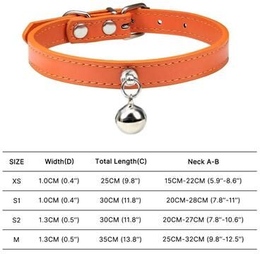 Uplifted Finds Colorful Adjustable Leather Pet Collar With Bell orange xs