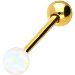 Chirurgenstahl Barbell SYNTHETISCHER OPAL + CHIRURGENSTAHL-KUGEL