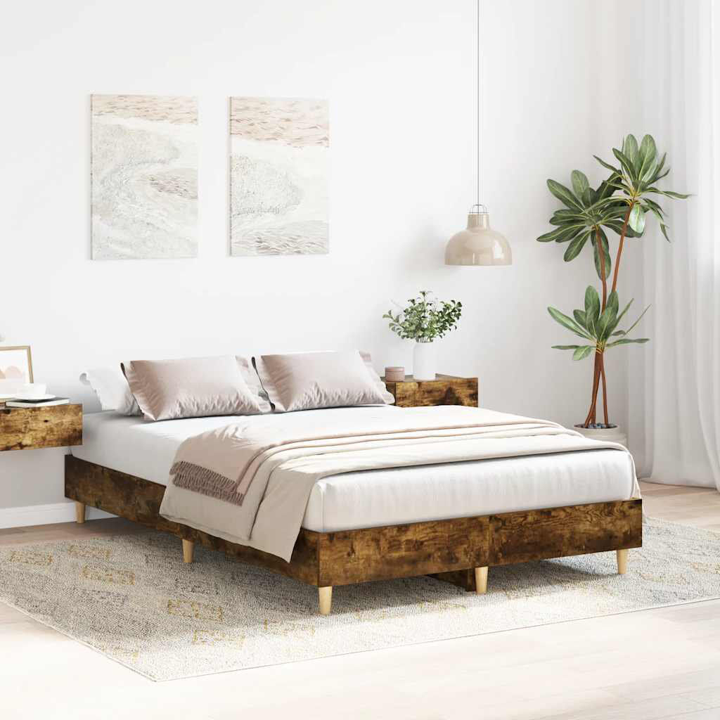 Alpen Home Bed Frame No Mattress Engineered Wood Smoked Oak Double (4'6)
