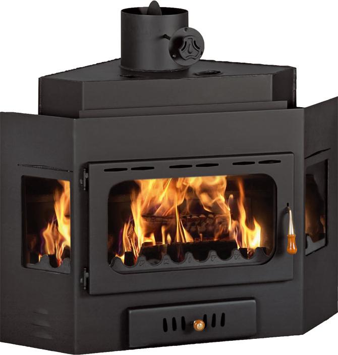Kamineinsatz PRITY A W20 | 5 + 21,1 kW | Gesamt 26,1 kW | Ø200 mm | 34 l Boiler | Holzofen wasserführend