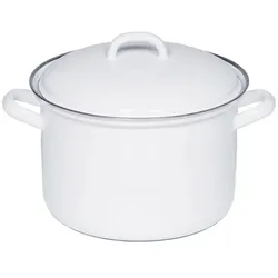 Riess Fleischtopf hoch mit Deckel Ø14cm 1 Liter  Email Classic Weiss