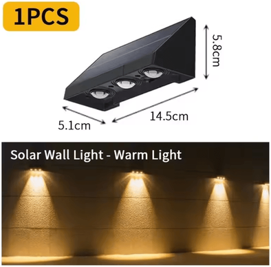 Uplift Curations Solar Garden Lights Outdoor Solar Fence Lights Waterproof LED Wall Lamp For Patio Balcony House 3 Beads