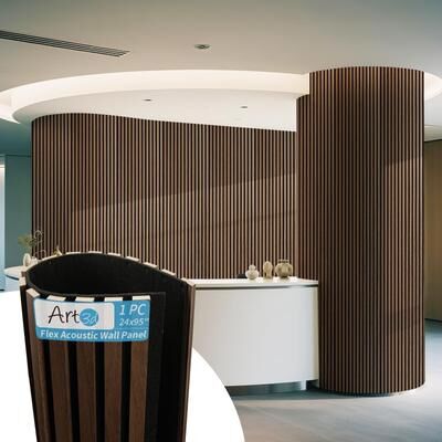 "Art3d Flex Acoustic 3D Wall Panel 95.3""x23.8"" Walnut"