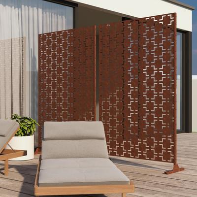 Lumibee 75'' x 47'' Metal Privacy Screen Fence Panel Square/ Rectangle Pattern