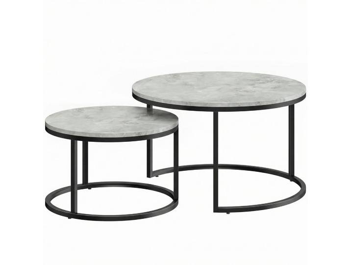 Homcom Couchtisch 2er Set Metall MDF Grau, Rund, 78.5x46.5x78.5 cm, Wohnzimmer, Wohnzimmertische, Couchtische