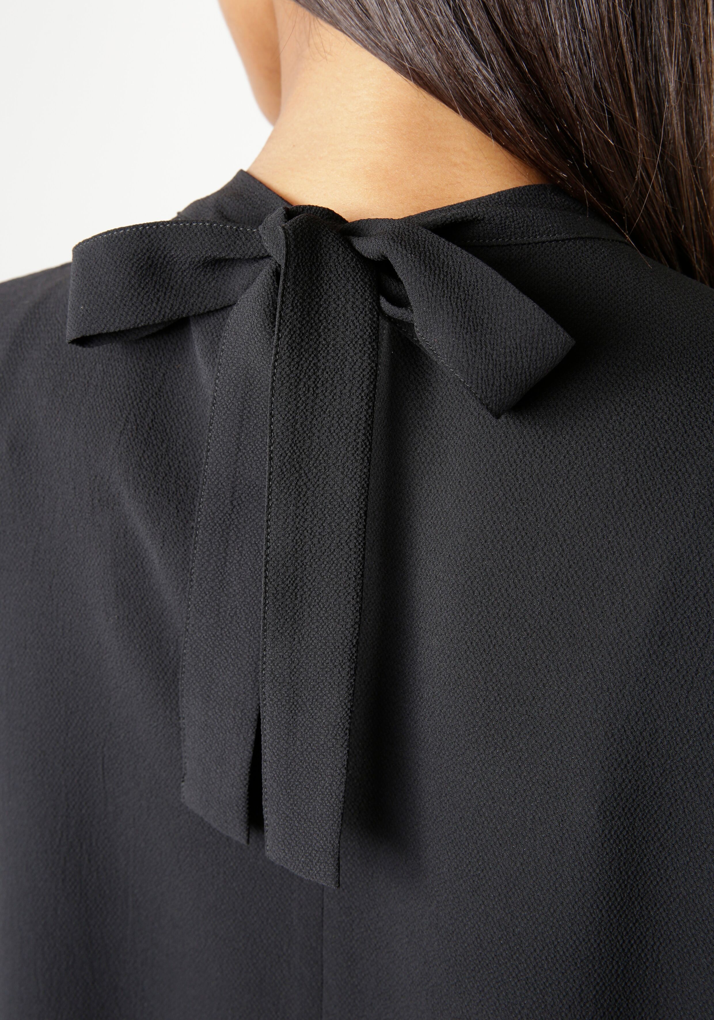 Schlupfbluse ANISTON SELECTED, Damen, Gr. 40, schwarz, Crêpe, Obermaterial: 97% Polyester, 3% Elasthan, unifarben, Basic, weit hüftbedeckend, Blusen Schlupfbluse, in extra weiter Form schwarz 40